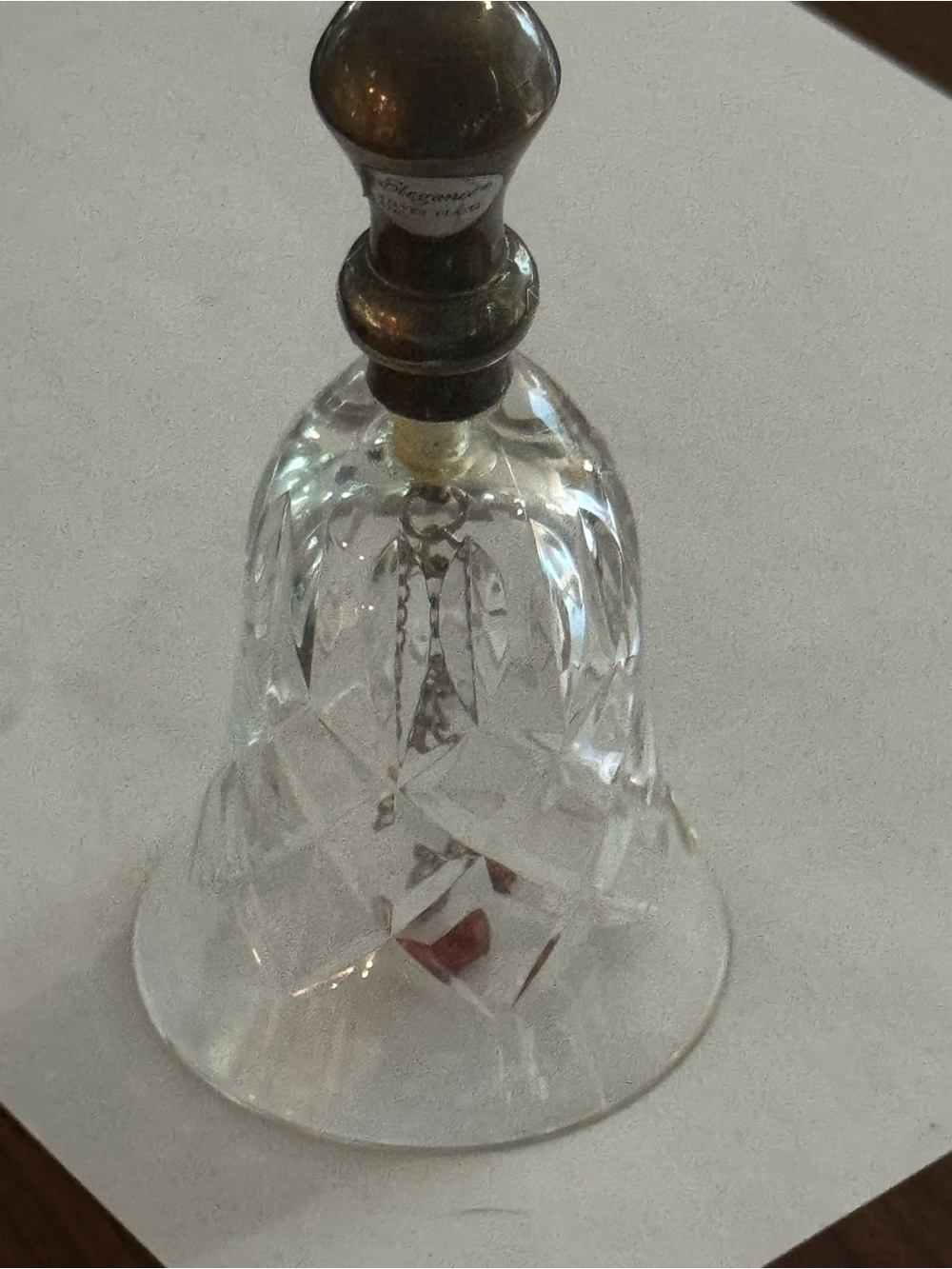Vintage Elegance 24% Lead Crystal Dinner Bell Silver Plated Handle 5.5" 164g